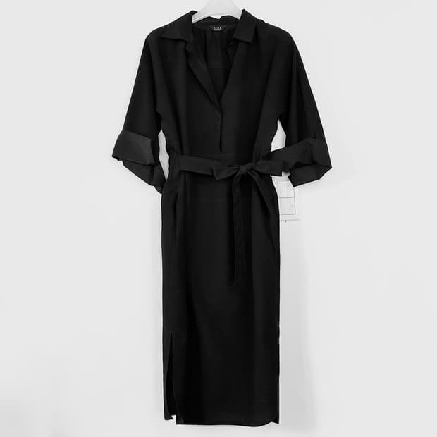 타임 TIME 벨티드 셔츠 원피스