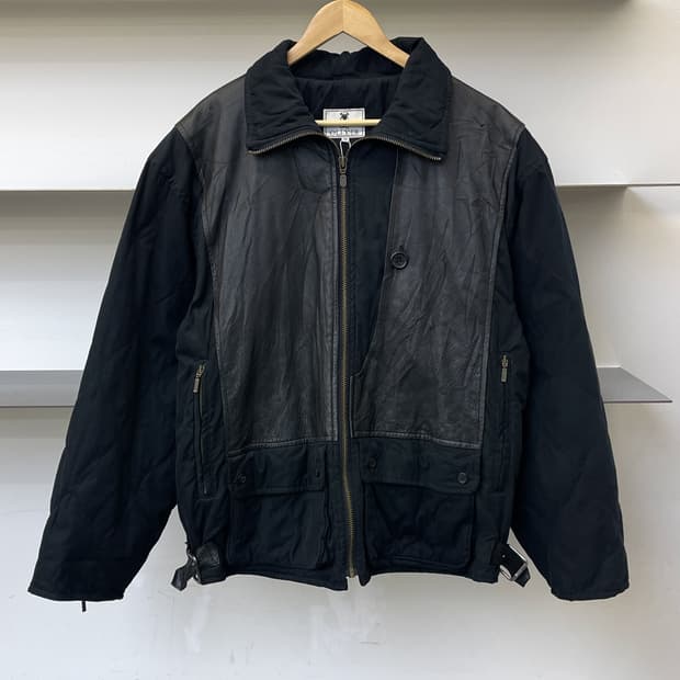 올리버 90s 레더 도킹 퀼티드 자켓