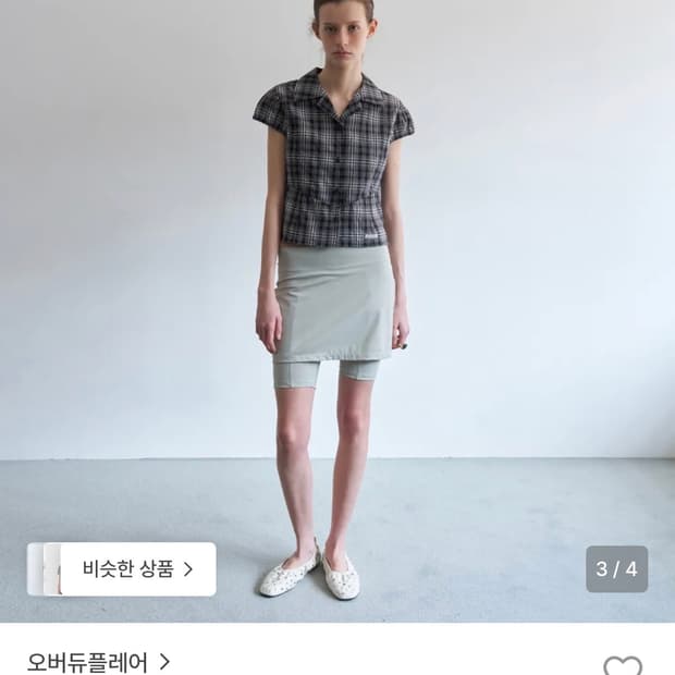 오버듀플레어 체크 블라우스