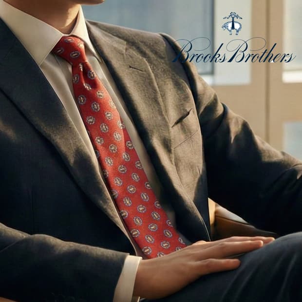 브룩스브라더스 실크 레드 패턴 넥타이 9.8cm A등급 K1810
