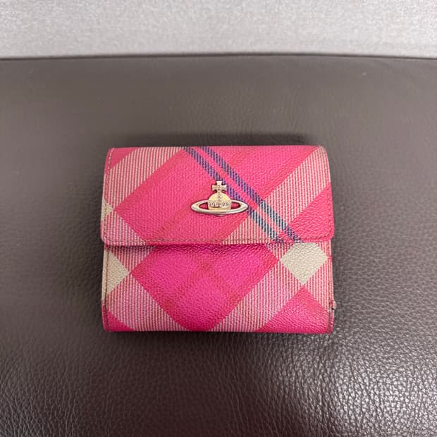 비비안웨스트우드 타탄체크 반지갑