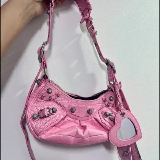 발렌시아가 르카골 S 핑크 라인스톤 숄더백