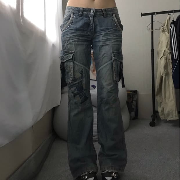 푸부 00s y2k 데님카고팬츠