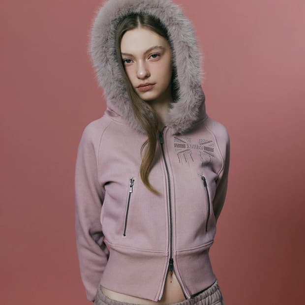 플노팔 후드집업 Becky Fur Hoodie Jacket (Pink)