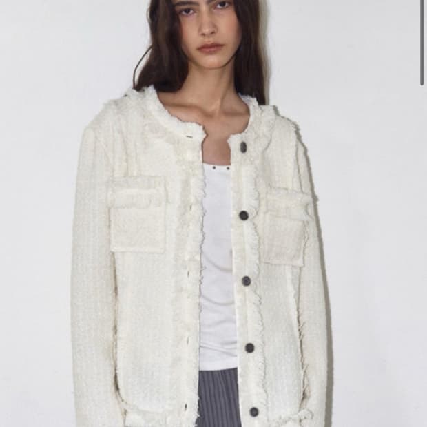 [OS] 폴리수엠 프린지드 트위드 자켓 (아이보리)