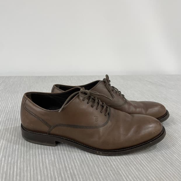 576) TOD'S 토즈 브라운 레더 더비 슈즈 8.5