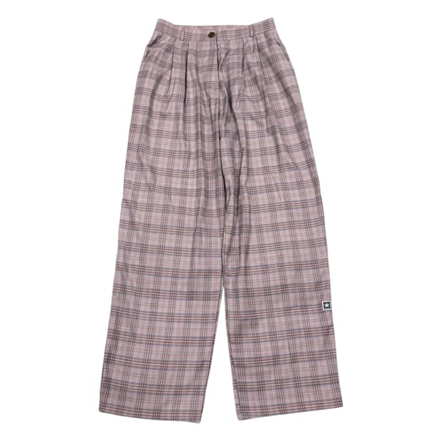 스컬프터 체크 핀턱 슬랙스 팬츠 바지 핑크 L