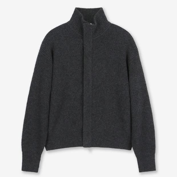 비슬로우 하이넥 집업 니트 자켓 차콜 XL사이즈