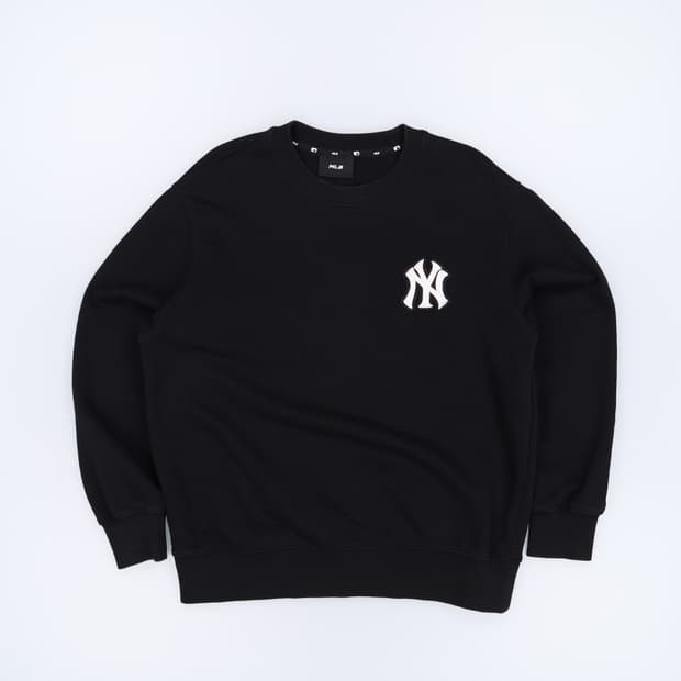 [S] MLB 엠엘비 뉴욕양키즈 스몰로고 크루넥 맨투맨 블랙 3888