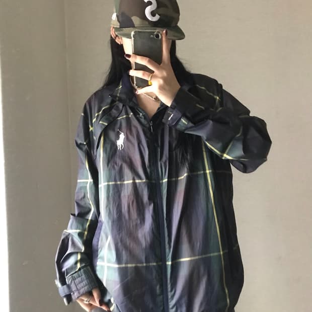 폴로 빅포니 체크 투웨이 바람막이