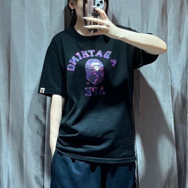M BAPE 베이프 퍼플 심볼로고 반팔