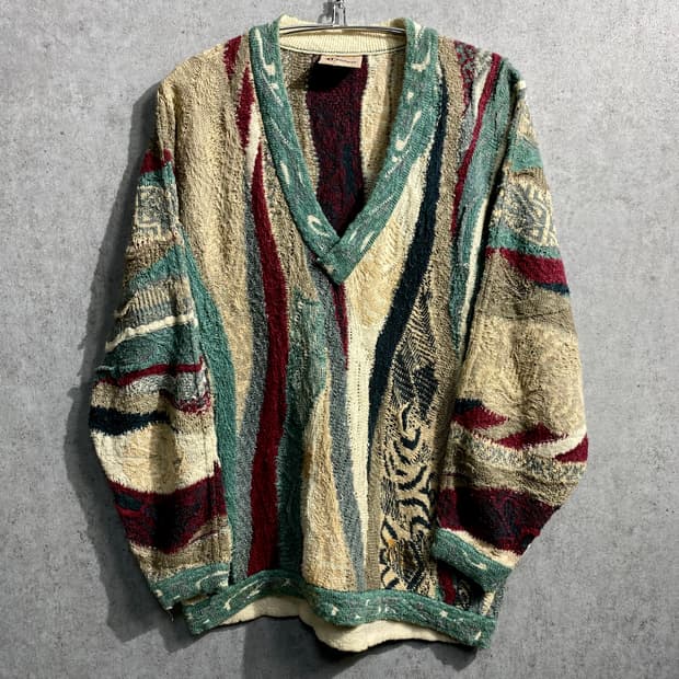 [M] 90s COOGI 쿠지 빈티지 브이넥 케이블 니트