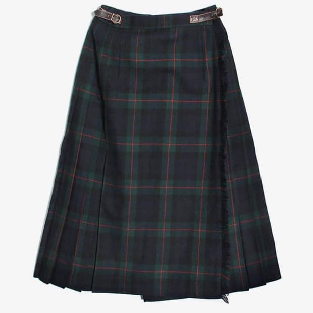 빈티지 체크 랩 스커트