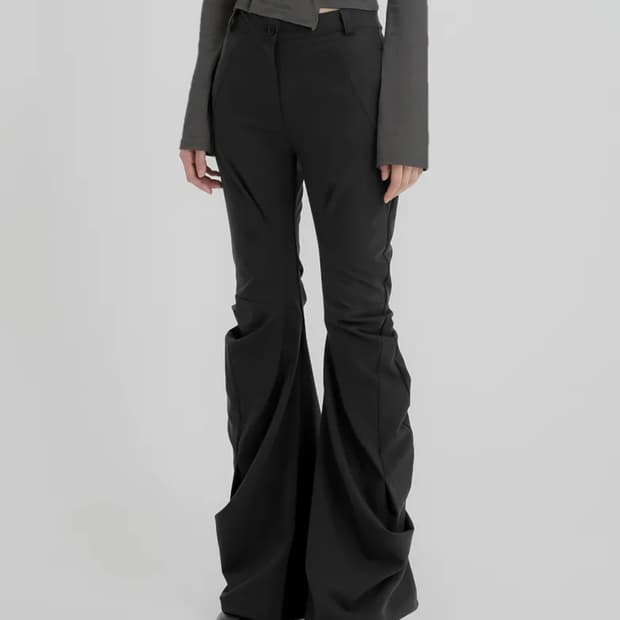 Asymmetrical Drape Pants (Black)