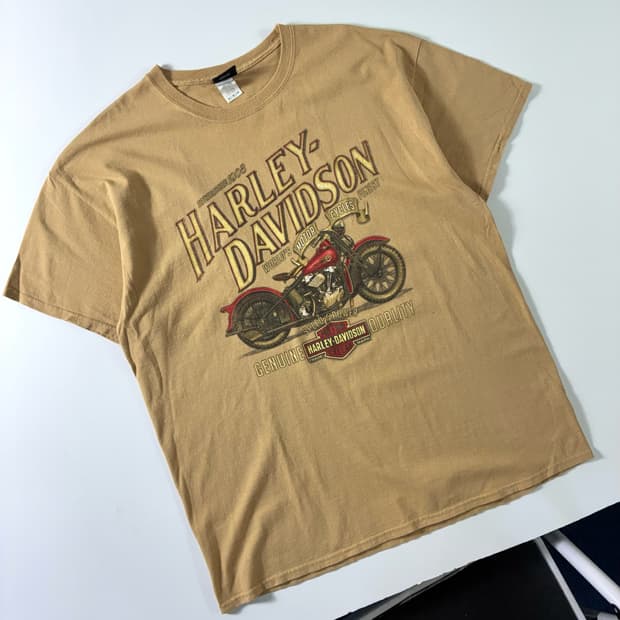 Harley davidson 할리데이비슨 모터사이클 베이지 반팔 티셔츠