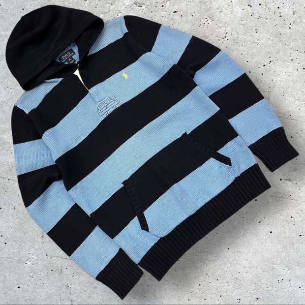 [XL] 폴로 랄프로렌 스트라이프 후드 니트