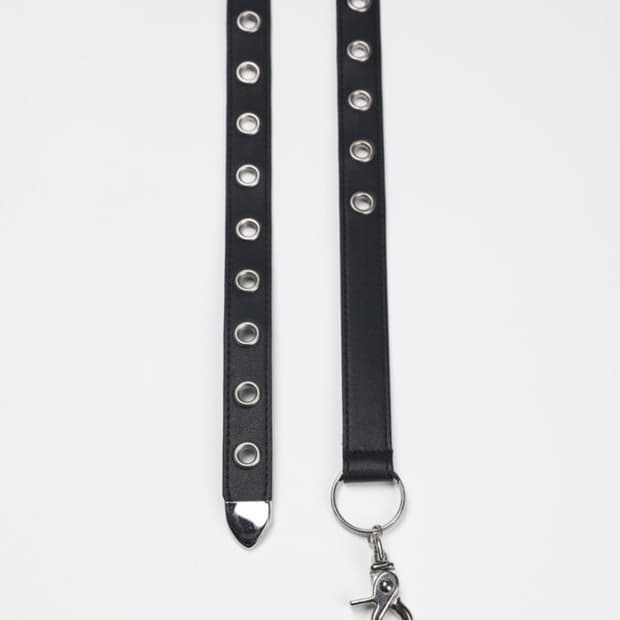 Slim eyelet belt - black