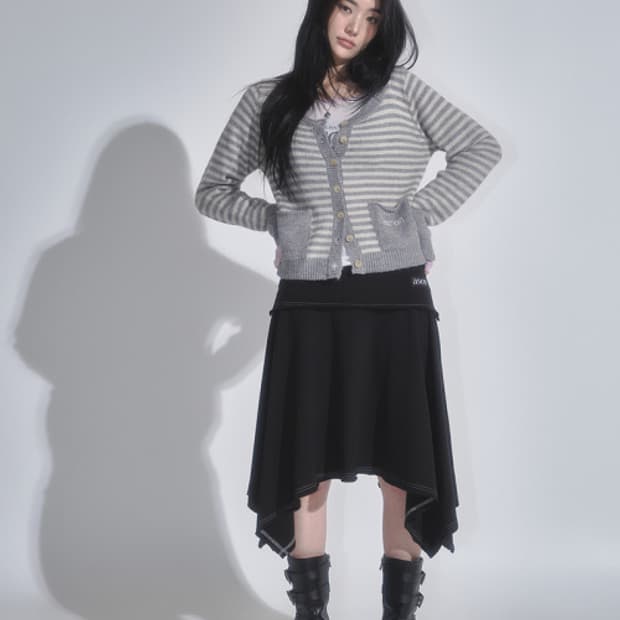 애즈온 스커트 lena unbalance skirt black 