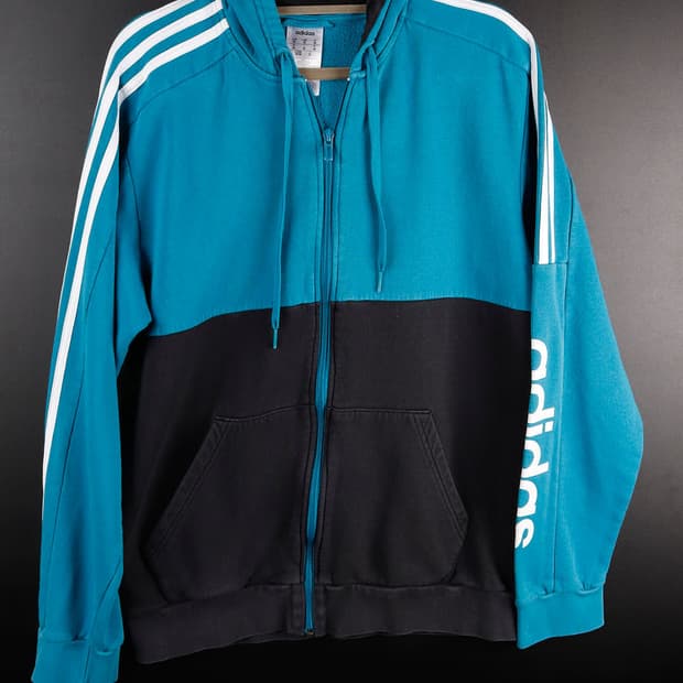 아디다스 블루블랙 스포츠 쟈켓