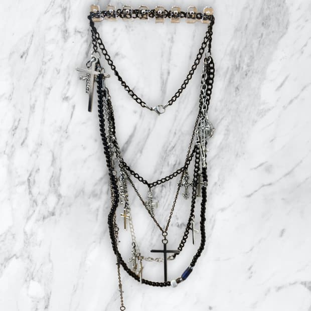 Vkei-Layered Cross necklace