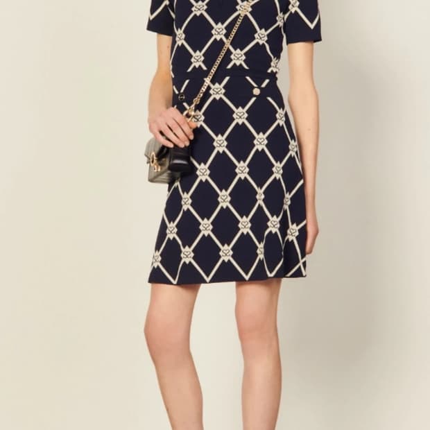 산드로(SANDRO) 자카드 니트 미니 원피스