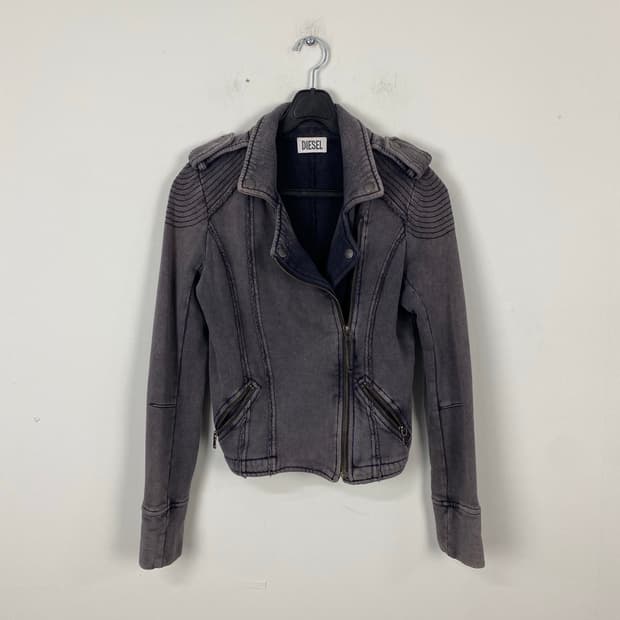 디젤 DIESEL 워싱 코튼 크롭 라이더 자켓 XXS <585>