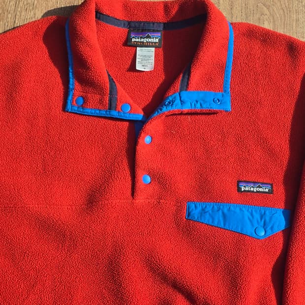 파타고니아 신칠라 스냅티 오렌지/블루 L 헤비웨이트