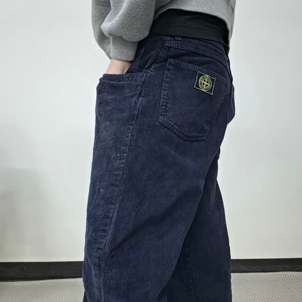 80s 스톤 아일랜드 그린 엣지 네이비 코듀로이 바지