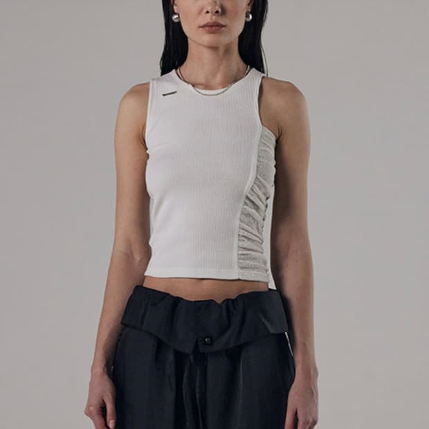 트리밍버드 언밸런스 셔링 슬리브리스