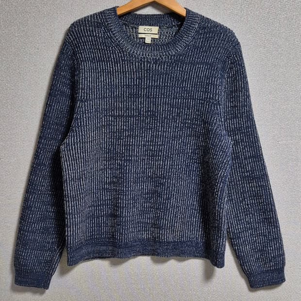 L ) COS 코스 네이비/화이트 코튼 니트