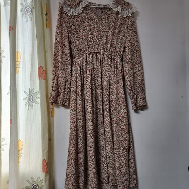 miello 플라워 레이스 카라 롱 원피스F