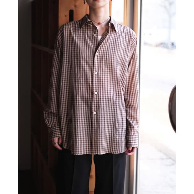 오라리 슈퍼 라이트 체크셔츠 3 브라운