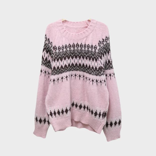 히메갸루 핑크 눈꽃 패턴 니트 61315