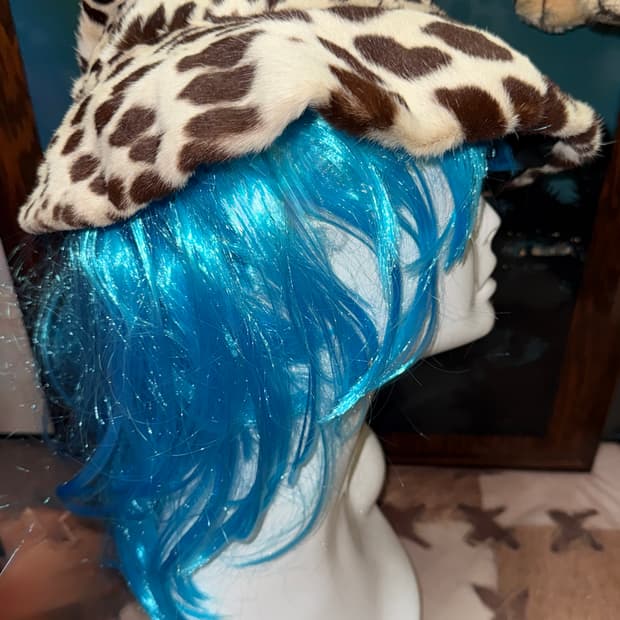 vintage Leopard hair-on leather hat