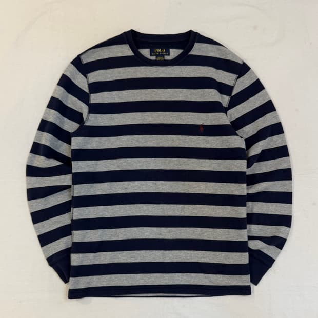 희귀) 폴로 랄프로렌 스트라이프 와플 써멀 롱슬리브 긴팔티