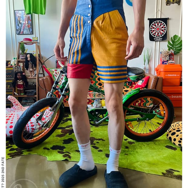1990a Indian Real Leather Biker Shorts