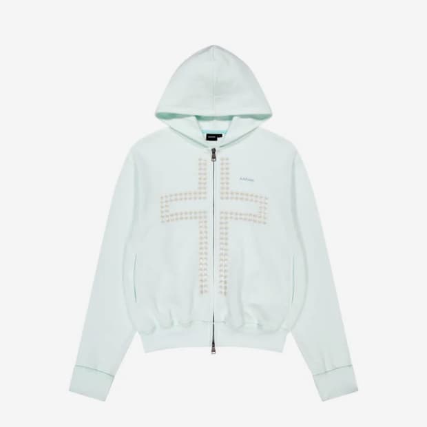 아캄 Cross Rhinestone Zip-Up Hoodie (Ice B