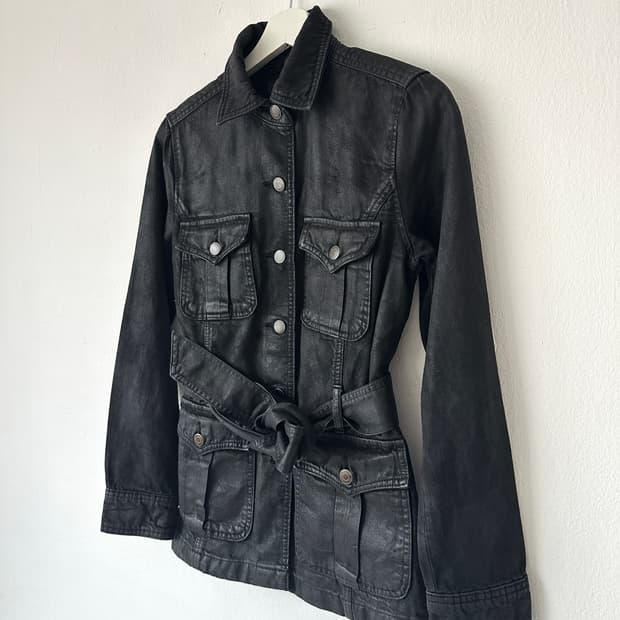 랄프로렌 블랙 왁스코팅 벨트 자켓