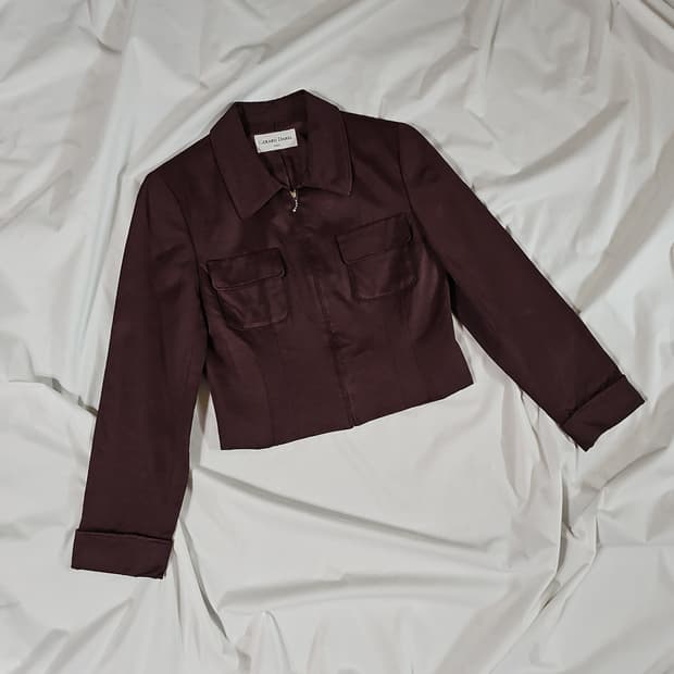 [9] 제라르다렐 빈티지 보르도 브라운 크롭 자켓