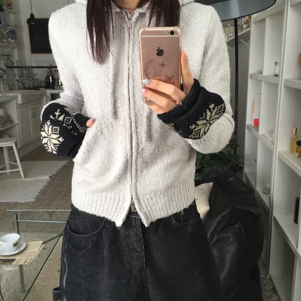 피넛데이즈 베비 니트 집업 그레이 판매