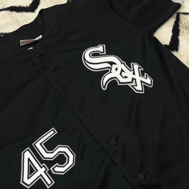 [XL]미첼앤네스 시카고화이트 삭스 반팔져지/마이클조던