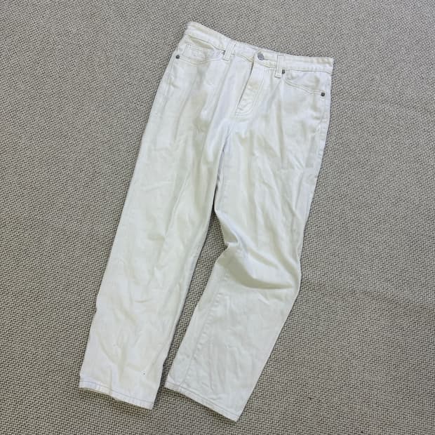 M 플랙 흰색 데님 팬츠 0414D