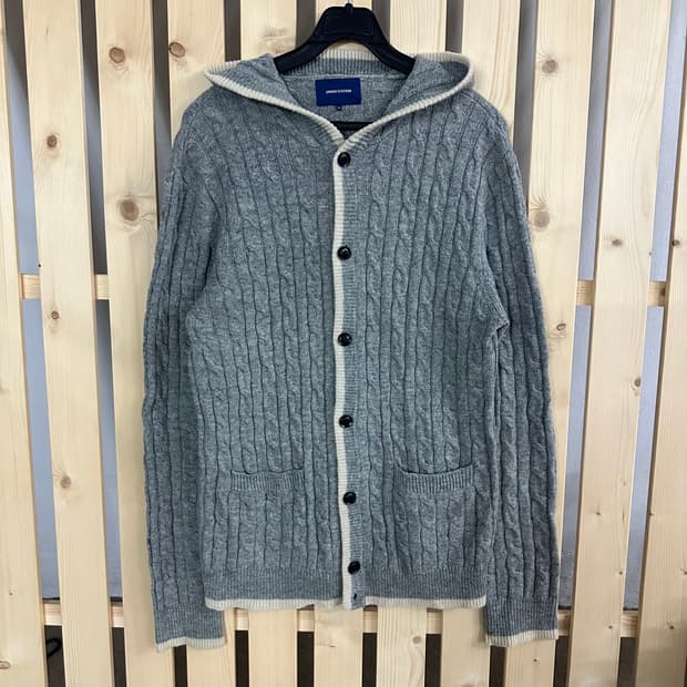 (S) 유니온 스테이션 그레이 후드 케이블 니트 가디건