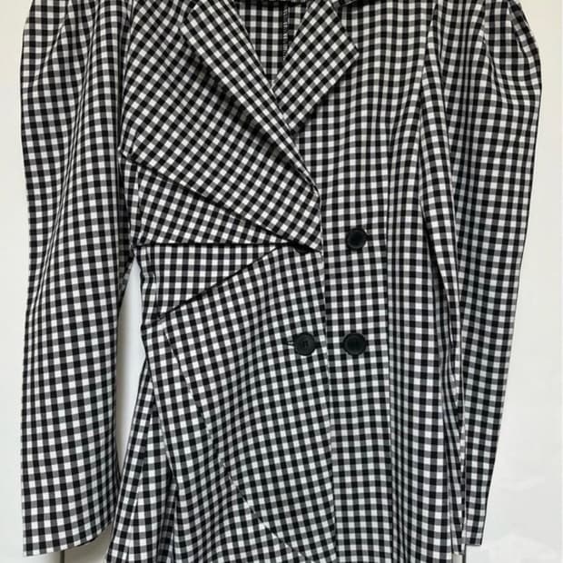 A-del 체크 원피스겸 자켓 블랙 화이트 