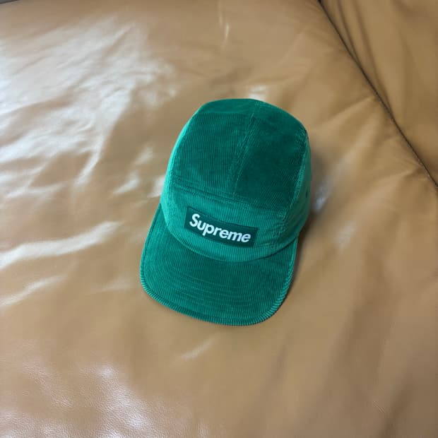 Supreme 슈프림 코듀로이 로로피아나 그린 캠프캡 모자