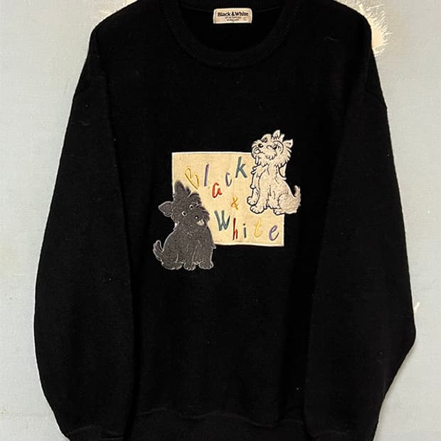 블랙앤화이트 남자 울 니트 매장판 골프 일본 XL 105