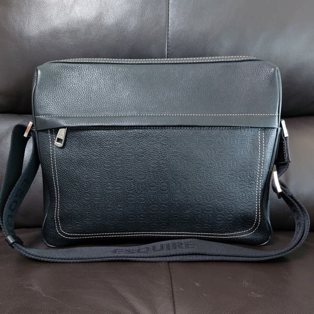 에스콰이어 남성 천연가죽 크로스백 서류가방 블랙