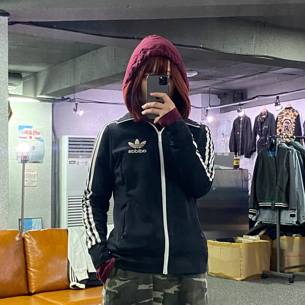 아디다스 파이어버드로고 트랙탑 블랙 져지