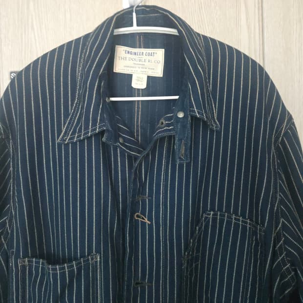 rrl 25ss 인디고 스트라이프 엔지니어 코트 XL