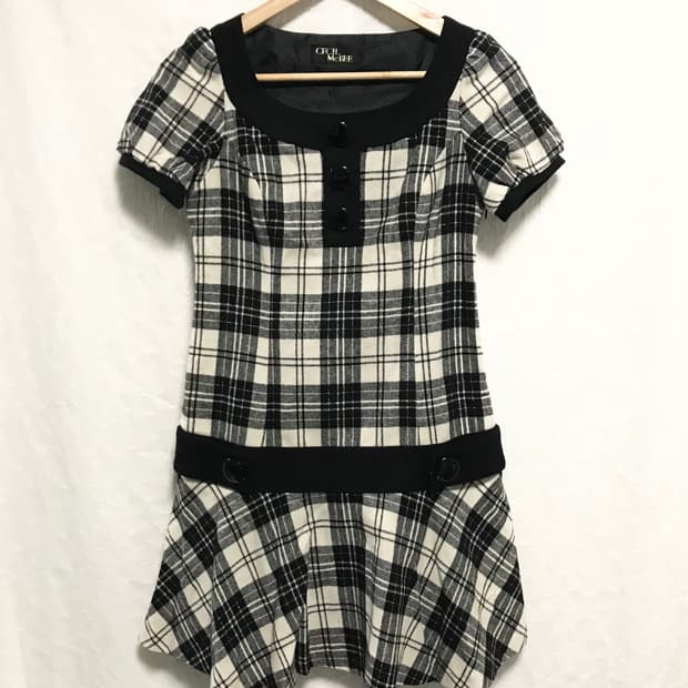 빈티지 cecil mcbee 세실맥비 갸루 체크 버튼 울 원피스